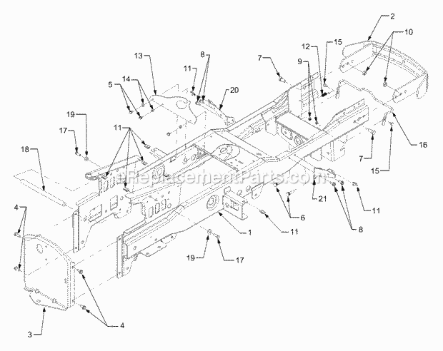 Frame And Hitch Plate Diagram and Parts List for 3204 14A-641-100 Cub Cadet Lawn Tractor